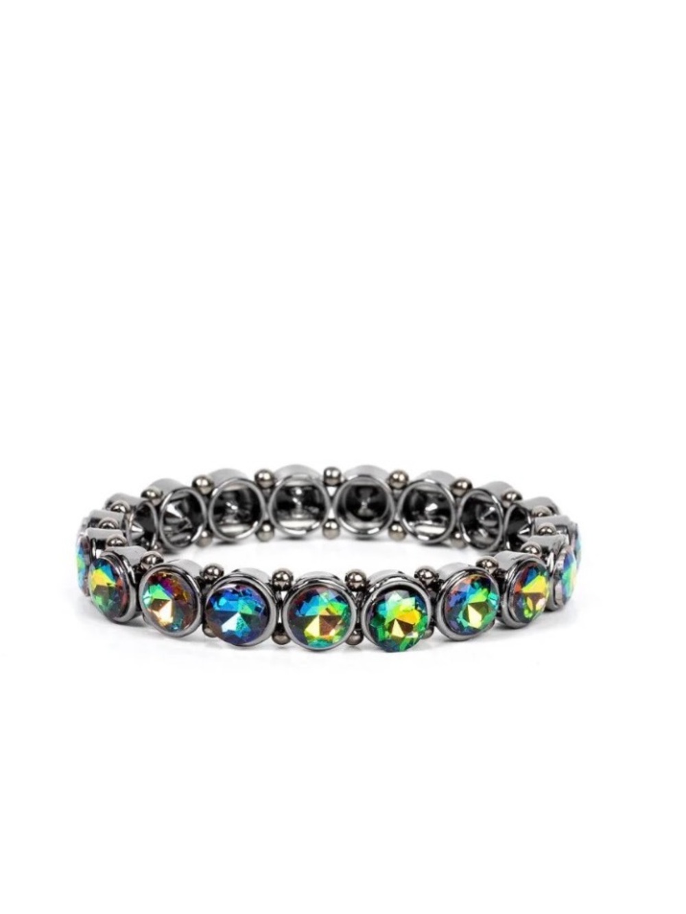 Paparazzi Bracelet Iridescent Crystal Stretch Bracelet & Gold tone Ring